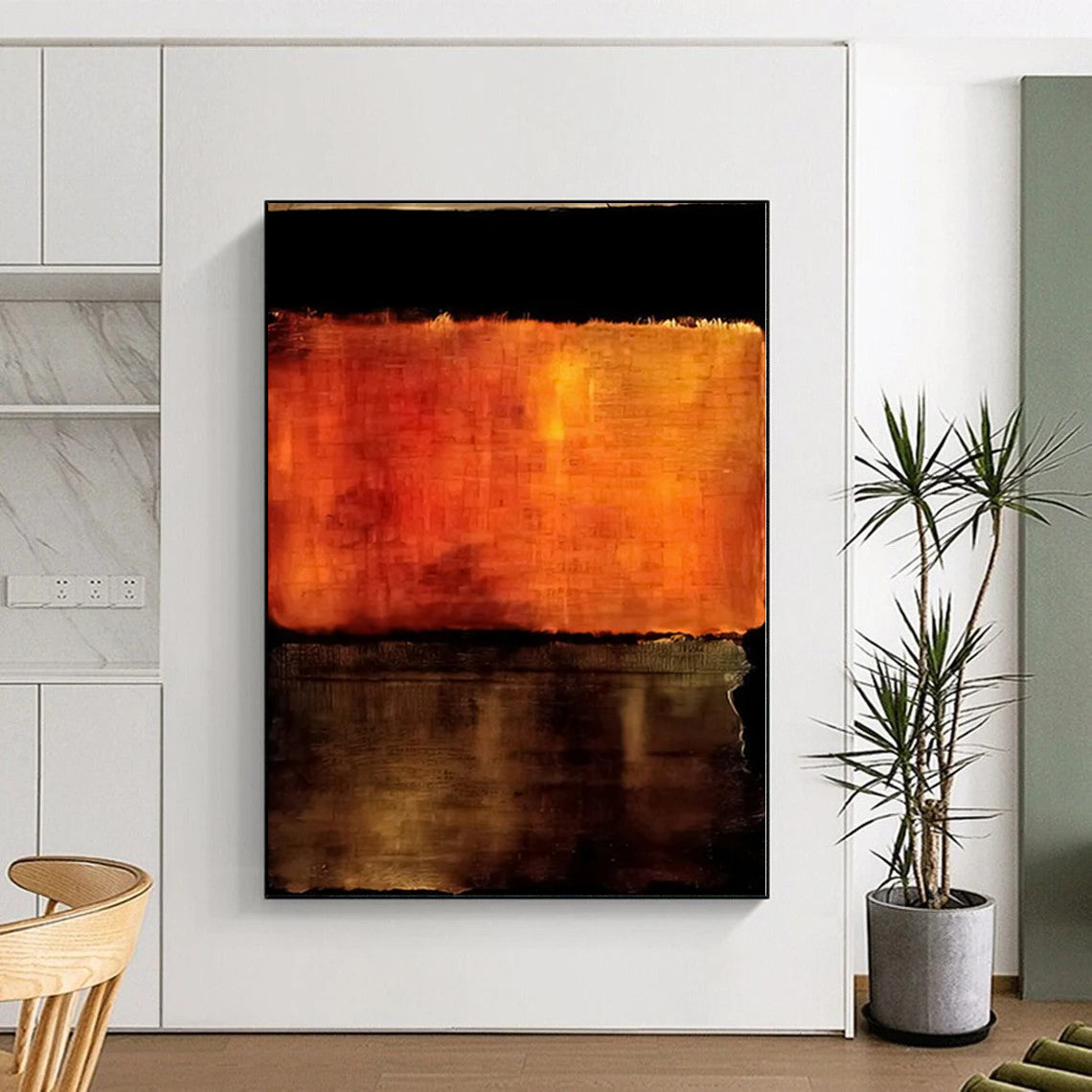 Handmade Art Orange & Brown Textured Abstract Painting On Canvas PT104