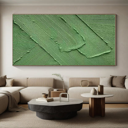 Large Painting In Living Room Green Textured Abstract Acrylic Art PT340
