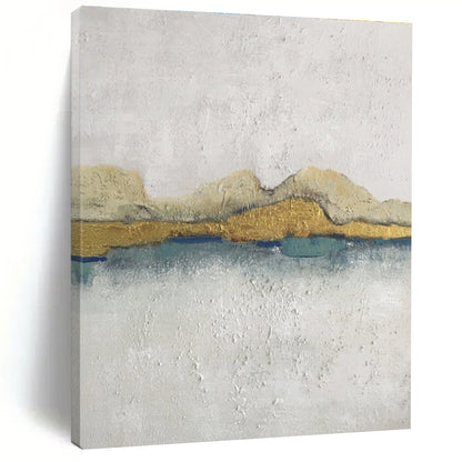 Huge Size White, Gold, and Blue Textured Abstract Landscape Art DPS468