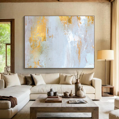 Cool Abstract Paintings in Grey, Gold, and Peach Abstract Textural Compositions PT240