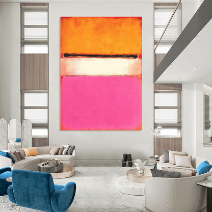 Modern Art Acrylic Orange, Pink & White Color Block Abstract, Large Size DPS495
