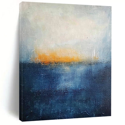 Minimalist Canvas Art Blue and Orange Abstract Sea and Sunset Painting DPS430
