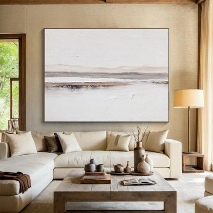 Large Contemporary Wall Art Beige & Gray Textured Abstract Art HPS158