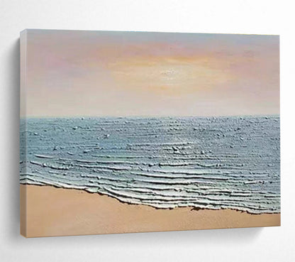 Hand-Painted Pink & Blue Coastal Sunset Abstract Acrylic Painting HPS221