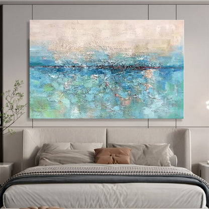 Unique Abstract Art Blue & Green Textured Sea Abstract Painting On Canvas HPS092