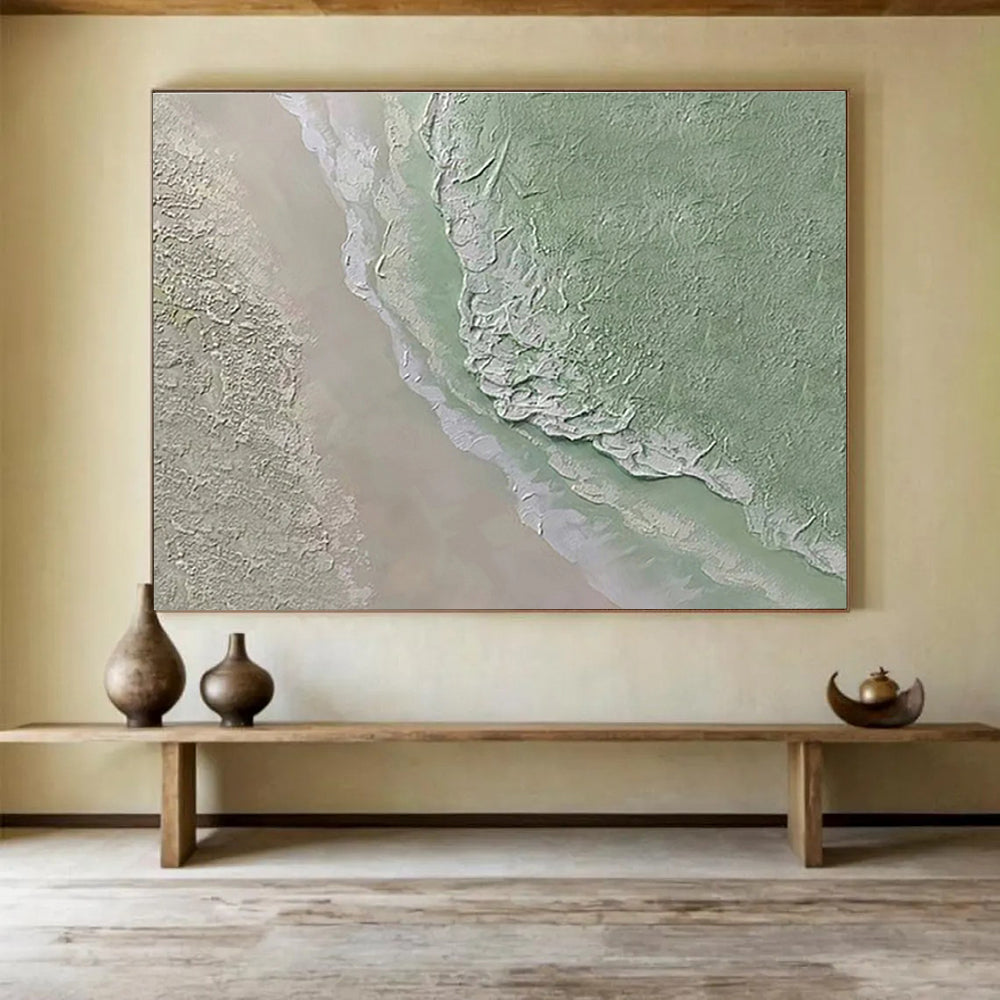 Large Size Green & Beige Textured Landscape Abstract Art HPS224