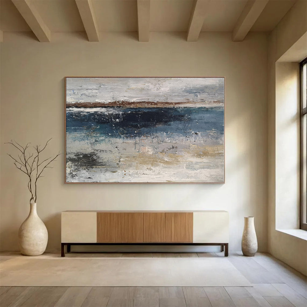 Minimalist Canvas Art Neutral Tones Textured Coastal Abstract Painting On Canvas HPS077