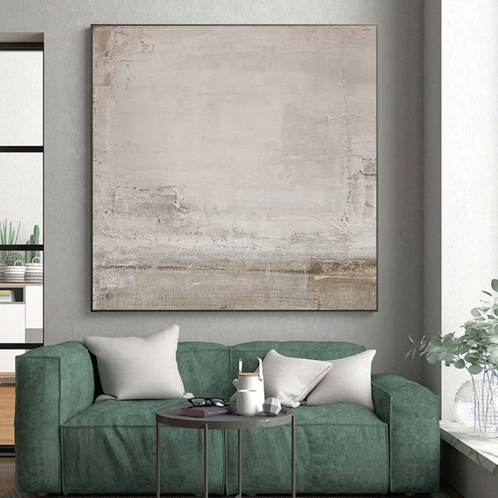 Minimalist Canvas Art in Beige and Gray Subtle Textures, Hand Painted Art PT304
