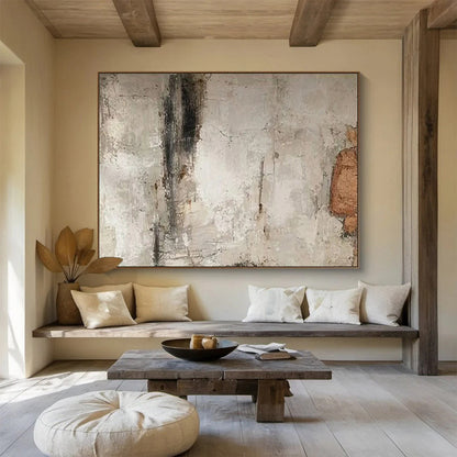 Large Size Beige, Gray, and Brown Textured Abstract Minimalist Art HPS374