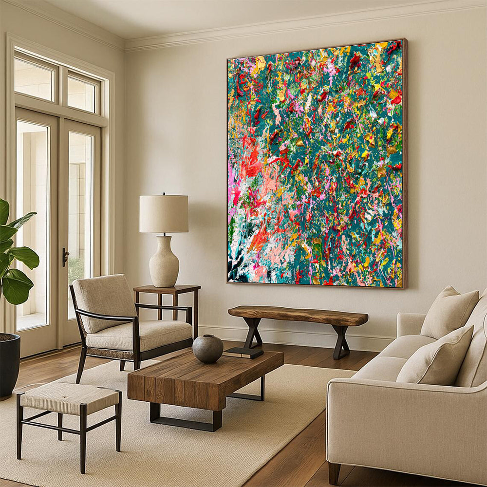 Oversized Abstract Wall Art Colorful Floral Abstract Art PT723