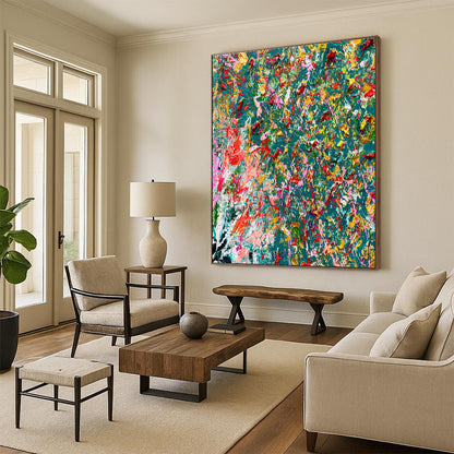 Oversized Abstract Wall Art Colorful Floral Abstract Art PT723