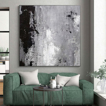 Cool Abstract Paintings Black, Gray, and White Textured Abstract Art PT705