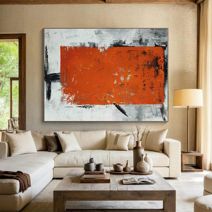Large Size Orange Gray Black Textured Abstract Art PT403