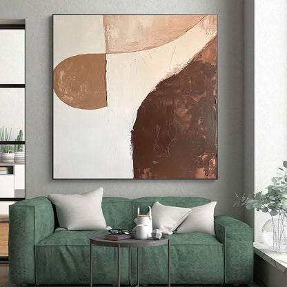 Large Abstract Painting For Living Room, Brown Beige White Abstract Minimalist Art PT160
