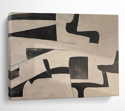 Unique Abstract Art Black & White Geometric Shapes On Canvas HPS028