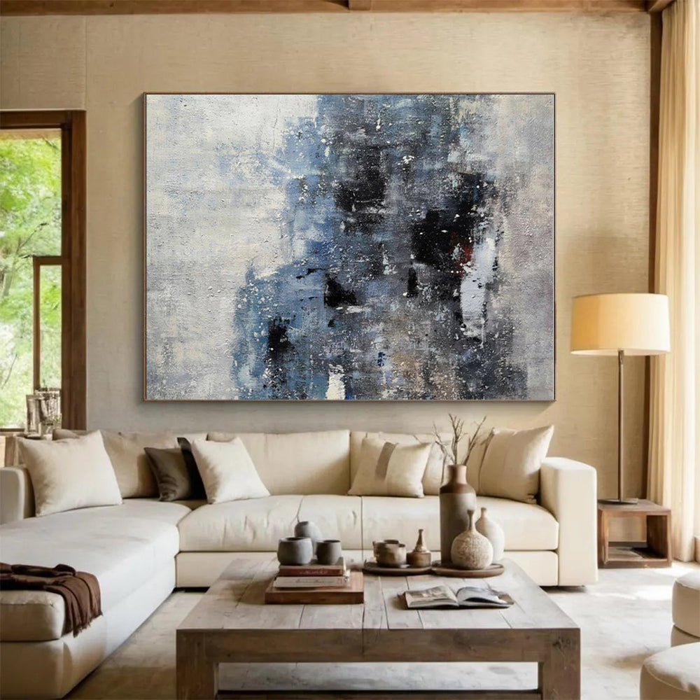 Acrylic Modern Art Paintings Blue Gray White Abstract Art PT419