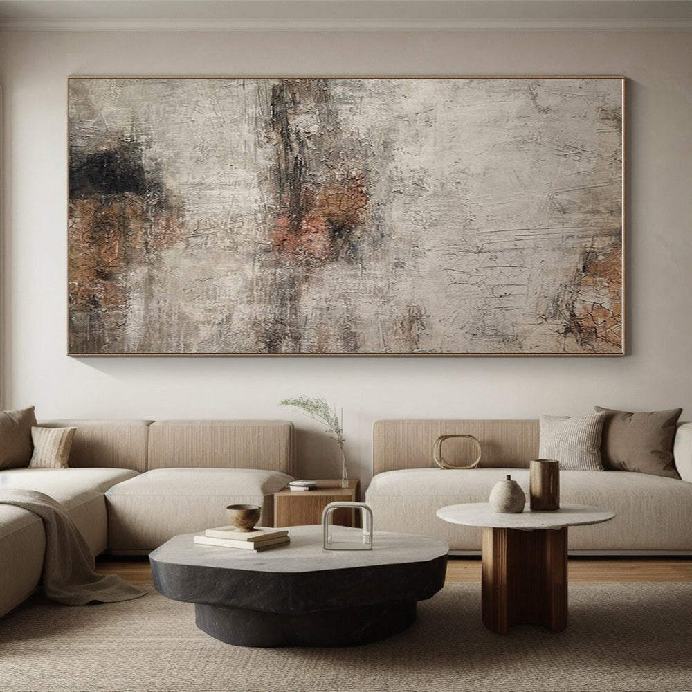 Large Contemporary Wall Art Gray and Brown Textured Abstract Art PT629
