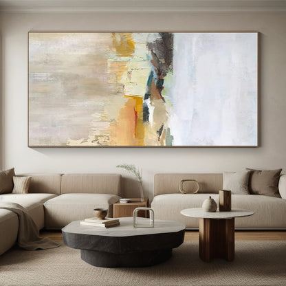 Large Painting In Living Room Neutral Tones Landscape-Inspired Abstract Art PT619