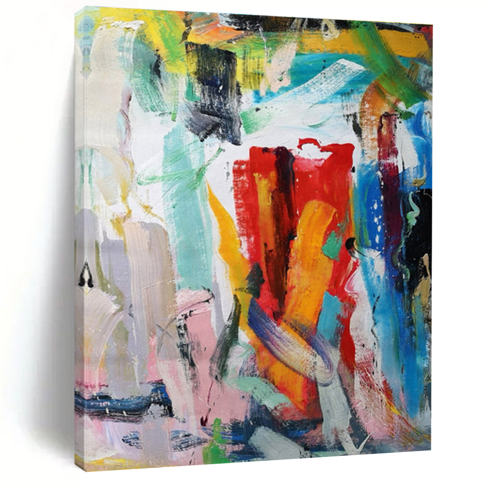 Large Size Multicolor Abstract Expressionist Acrylic Painting PT456