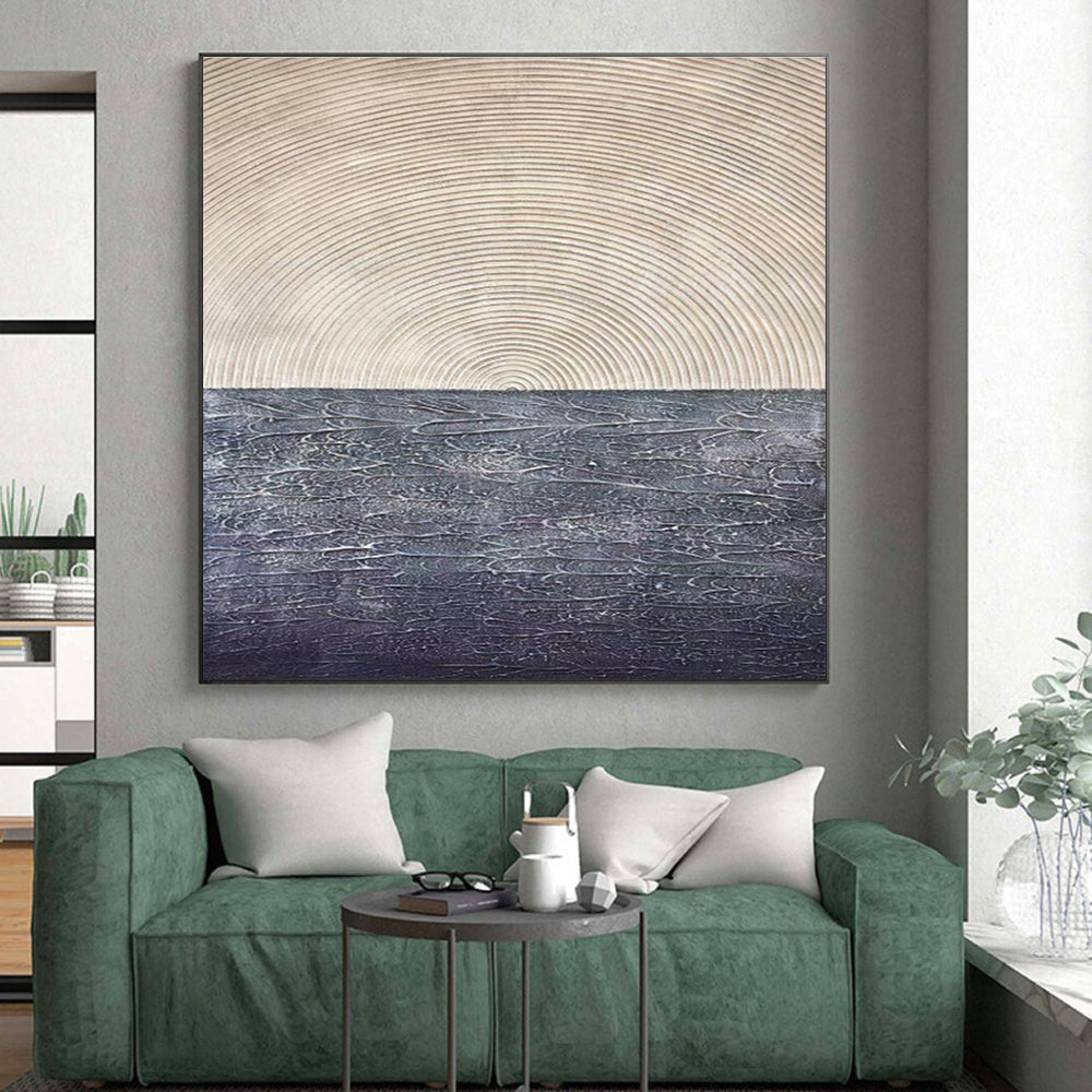 Oversized Abstract Wall Art Beige Black Textured Abstract Art PT398