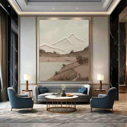 Minimalist Canvas Art Brown and Beige Mountain Landscape Abstract Painting DPS448