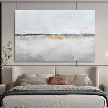 Minimalist Canvas Art Gray, White & Gold Subtle Abstract On Canvas HPS064