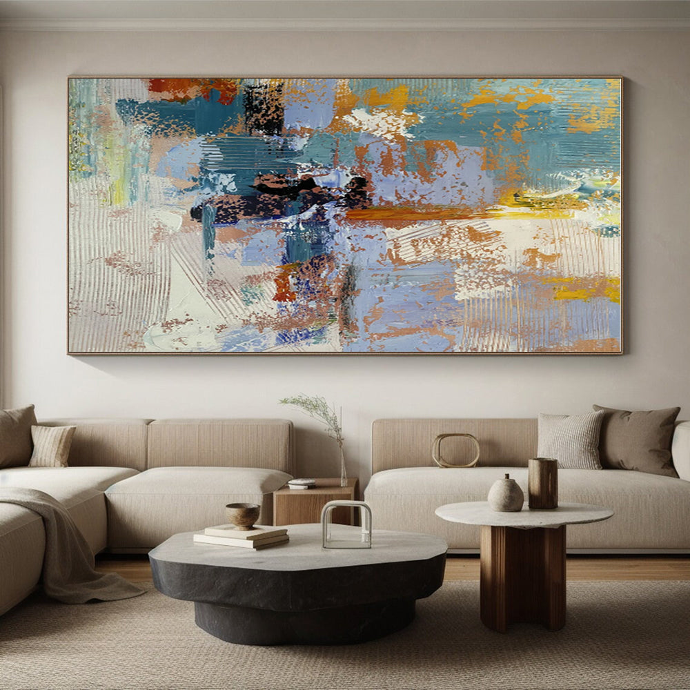 Acrylic Modern Art Paintings Blue Orange Textured Abstract Art PT362
