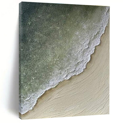 Hand Painting Green and Beige Textured Coastal Abstract Art PT674