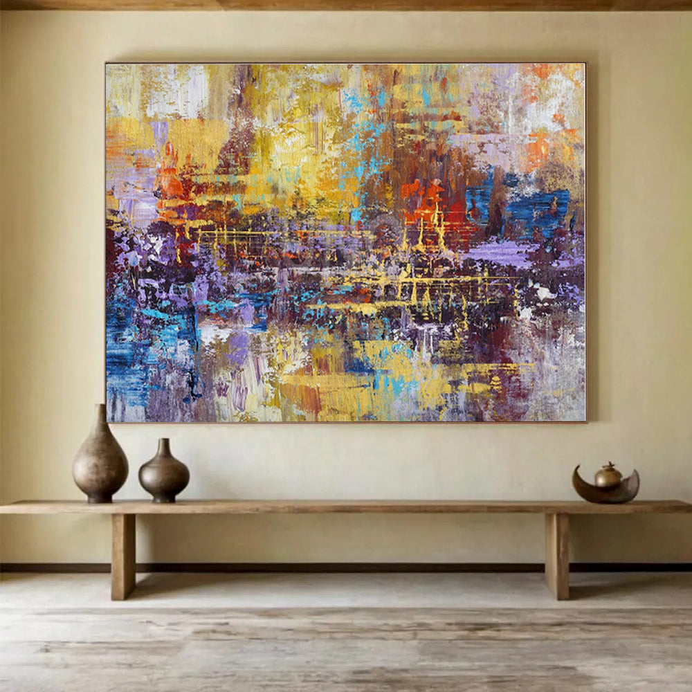 Acrylic Modern Art Paintings Vibrant Multicolor Textured Abstract On Canvas HPS052