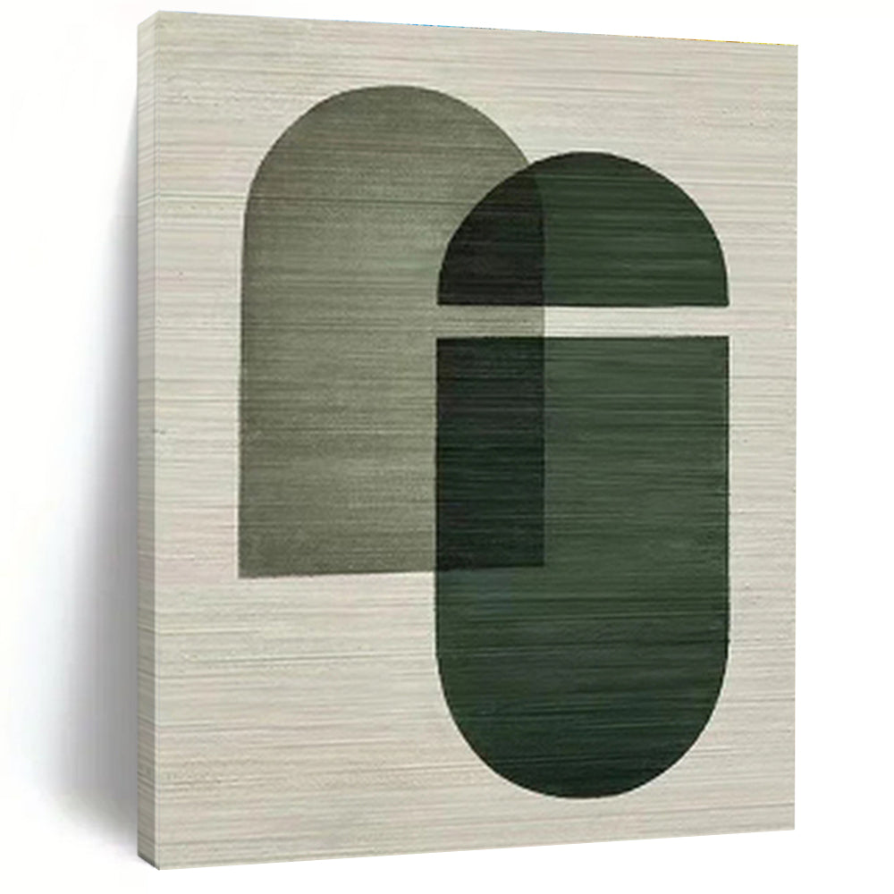 Large Size Green Beige Geometric Overlapping Abstract Art PT335