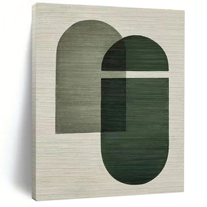 Large Size Green Beige Geometric Overlapping Abstract Art PT335