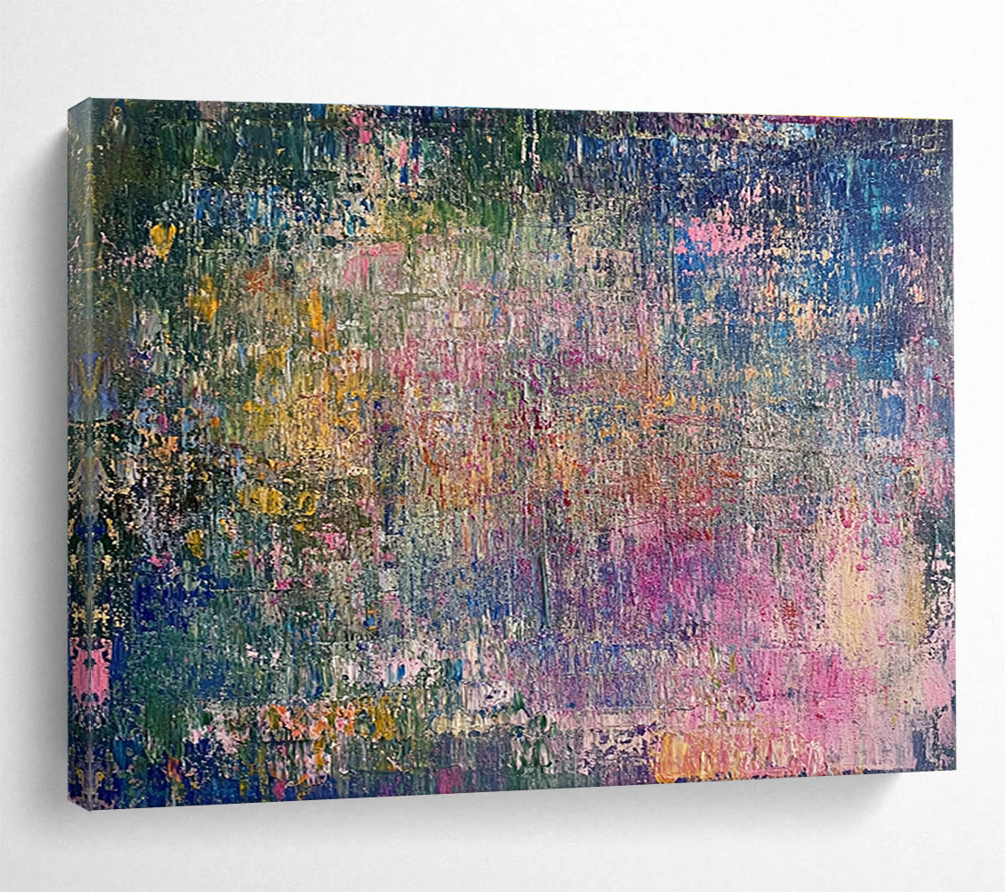 Oversized Abstract Wall Art Multicolor (Pink, Blue, Green, Yellow) Textured Abstract Painting HPS250
