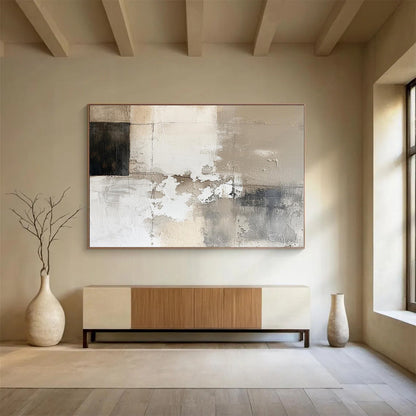 Hand-Painted Neutral Tones Textured Abstract Painting On Canvas HPS111