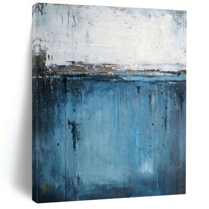 Acrylic Modern Art Paintings - Blue, Gray & White Textured Abstract Landscape Art PT603
