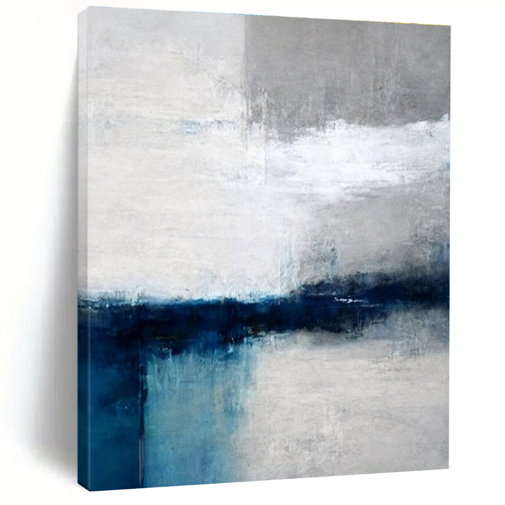 Modern Art Acrylic Blue, Gray, and White Abstract Art PT664