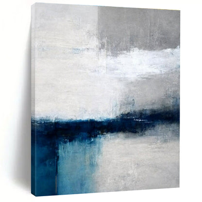 Modern Art Acrylic Blue, Gray, and White Abstract Art PT664