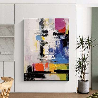 Handmade Art Multicolor Textured Abstract Composition, Large Size Modern Art Acrylic PT559