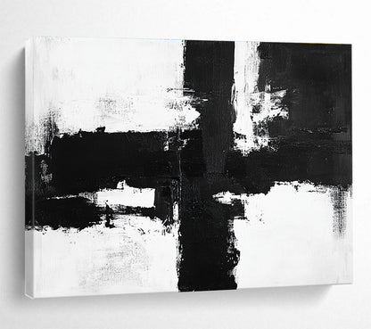 Large Contemporary Wall Art Black & White Textured Abstract Painting HPS258