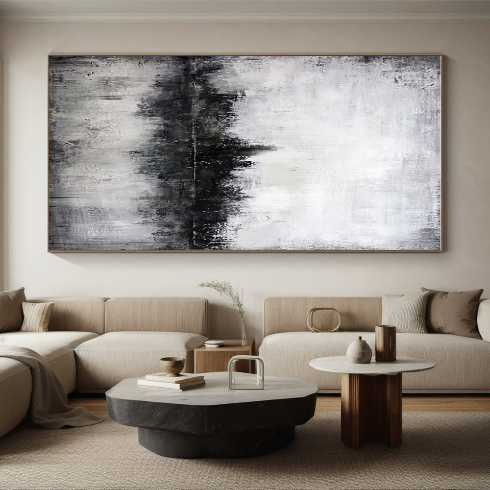 Acrylic Modern Art Paintings Black, White, and Gray Textured Landscape Abstract Art PT704
