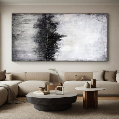 Acrylic Modern Art Paintings Black, White, and Gray Textured Landscape Abstract Art PT704