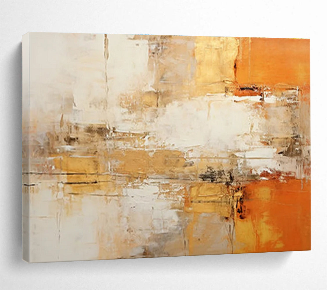 Oversized Abstract Wall Art Orange, Beige & White Abstract Urban Art HPS210
