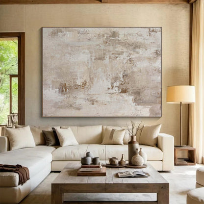 Hand Painted Art Beige and Gray Textured Abstract Piece, Modern Art Acrylic PT329
