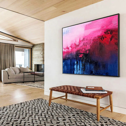 Acrylic Modern Art Paintings Pink, Red & Blue Dramatic Abstract On Canvas HPS067