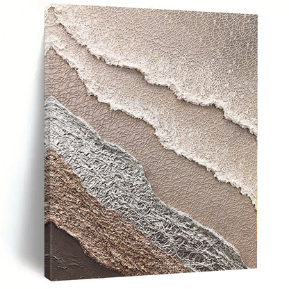 Handmade Art with Layered Beige, Gray, and Brown Textures, Oversized Abstract Wall Art PT009