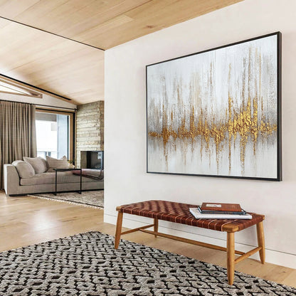 Large Size Gold, Gray & White Textured Abstract Painting HPS293