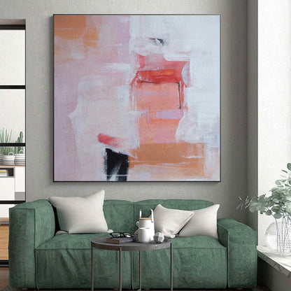 Hand-Painted Pink Orange White Abstract Art PT357