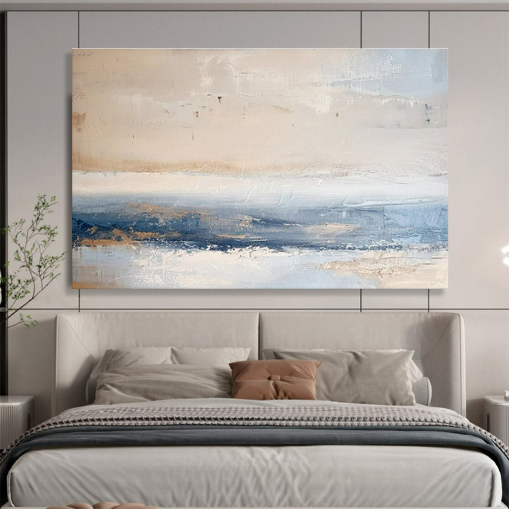 Paintings For House Beige, Blue, and Gray Textured Abstract Seaside Art HPS400