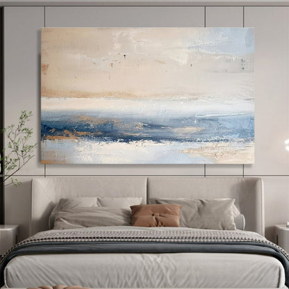 Paintings For House Beige, Blue, and Gray Textured Abstract Seaside Art HPS400
