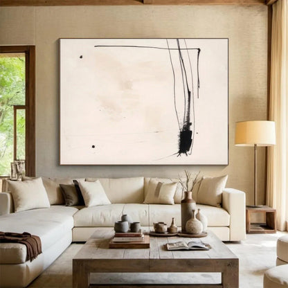 Minimalist Canvas Art Black and White Linear Abstract Art PT663