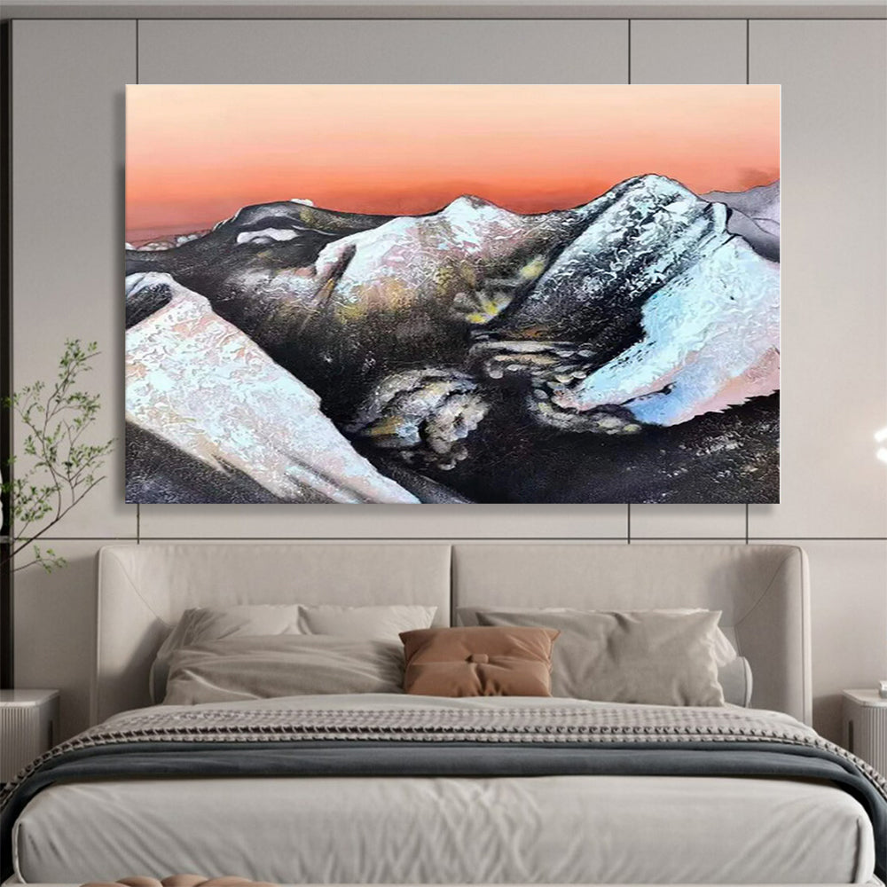 Unique Abstract Art Snowy Mountain Landscape Abstract Painting On Canvas HPS128